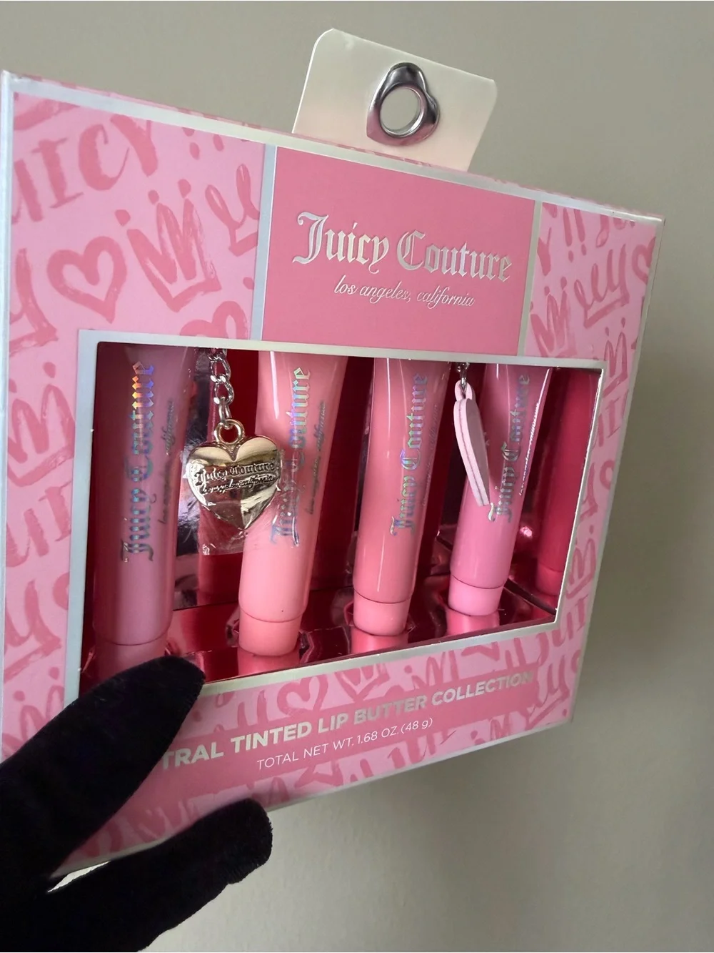 Juicy Couture Pink Tinted Lip Butter Set with Heart Charm.NWT